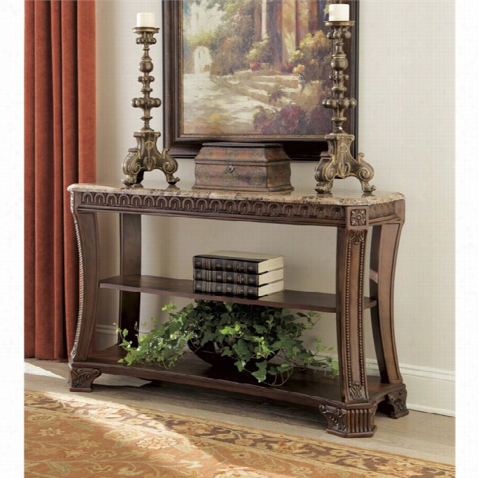 Ashley Ledelle Faux Marble  Condole Table In Brown