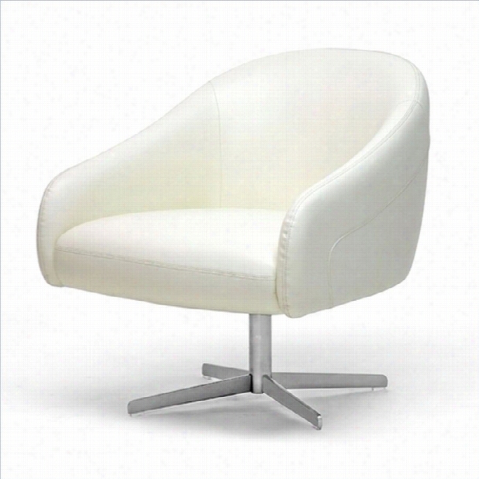 Baxton Studoi Balmorale Leather Arm Barrel Chair In Ivory