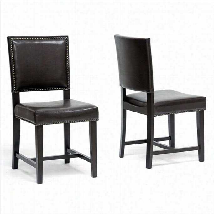 Baxton Studio Nottingham Dining Chair In Dark Brown (set Of 2)