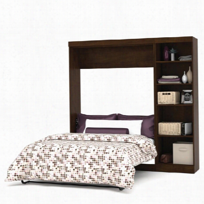 Besttar Pur  4 Full Wall Bed With 5-sheld Storage Unit In Chocolate