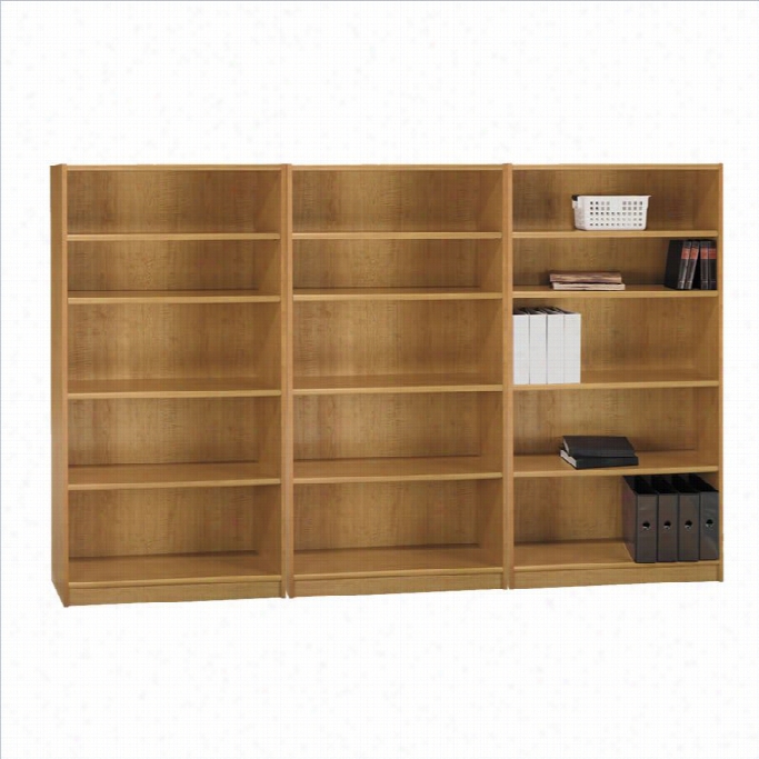 Bush Universl 5 Shelf Awlll Bookcase In Snow Maple