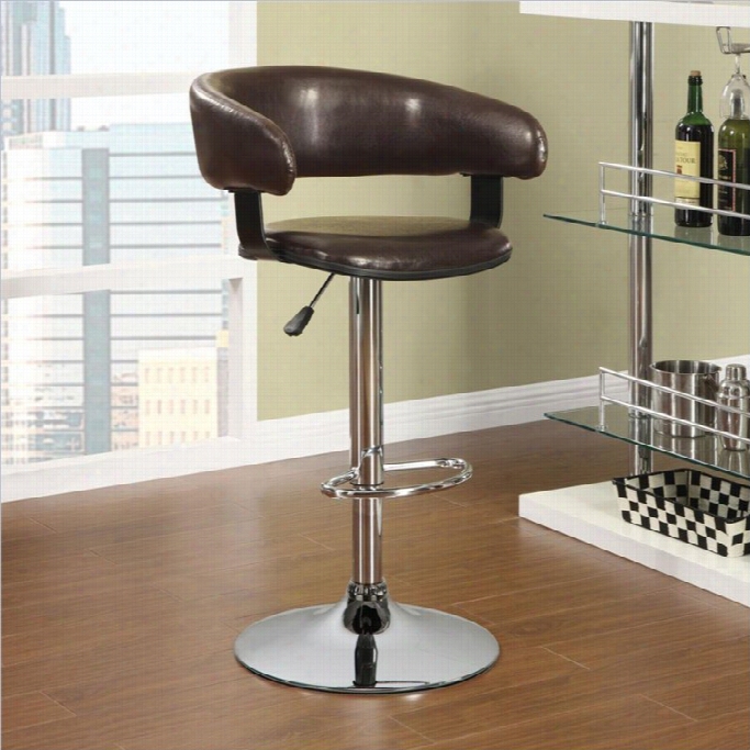 Coaster Adjustable Rounded Back Body Of Lawyers Stool In Brown