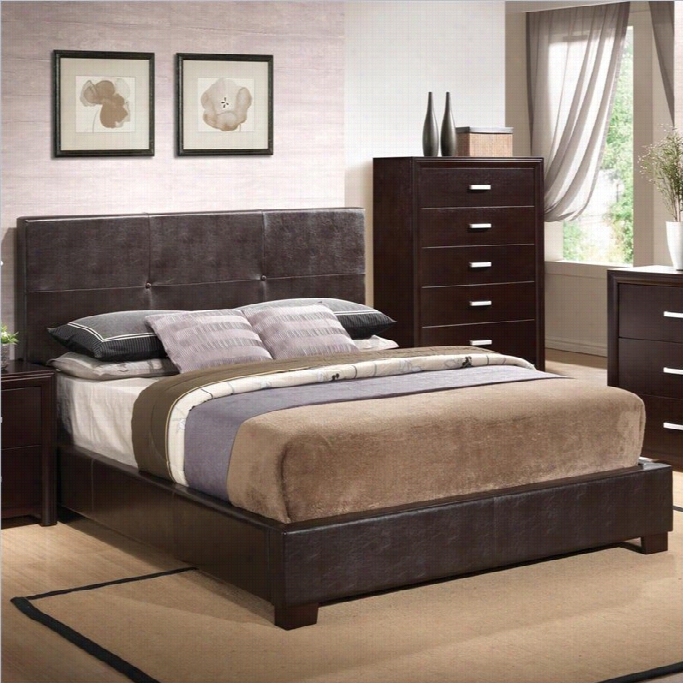 Coaster Andreas Viny Padded Bed In Cappccino Brown-queen