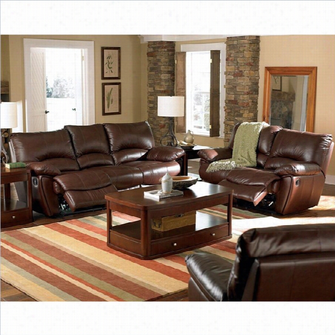 Coaster Clifford 3 Piece Reclining Leather Sofw Set In Brown