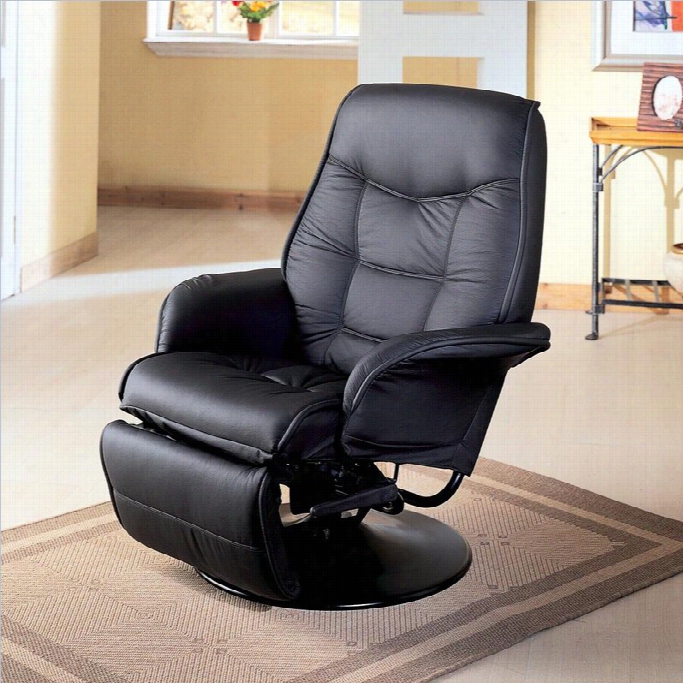 Coaster Furniture Faux Lsather Swivel Recliner Chair Iin Blacck