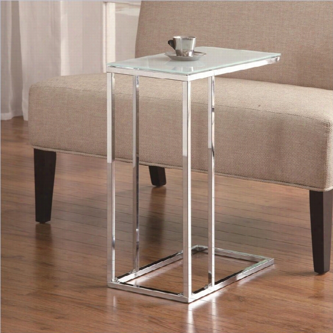 Coaster Snack Table With Frosted Tempered Glass Top In Chrome