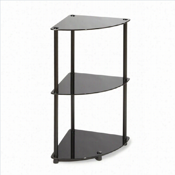 Convenience Conepts Classic Gglass 3 Tier Corner Shelf In Black