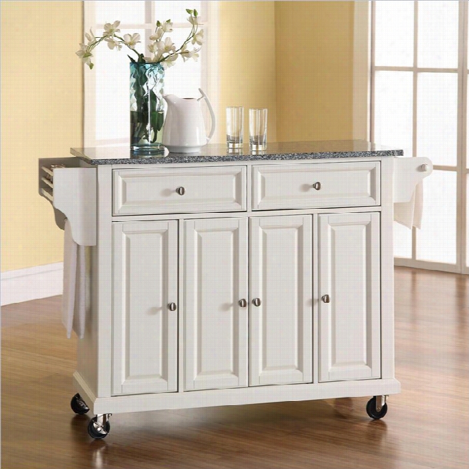 Crosley Furniture Solid Granite Top Kitchne Cart In White Finis