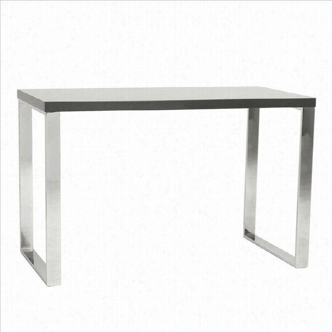 Eurostyle Dilon Desk In Gray Lacquer / Polishedstainless Steel