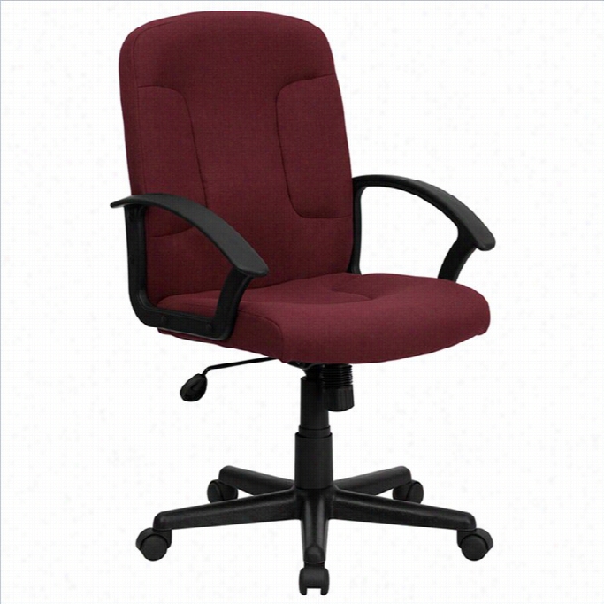 Flash Furniture Mid Back Office Chair With Nylon Arms In Burgundy