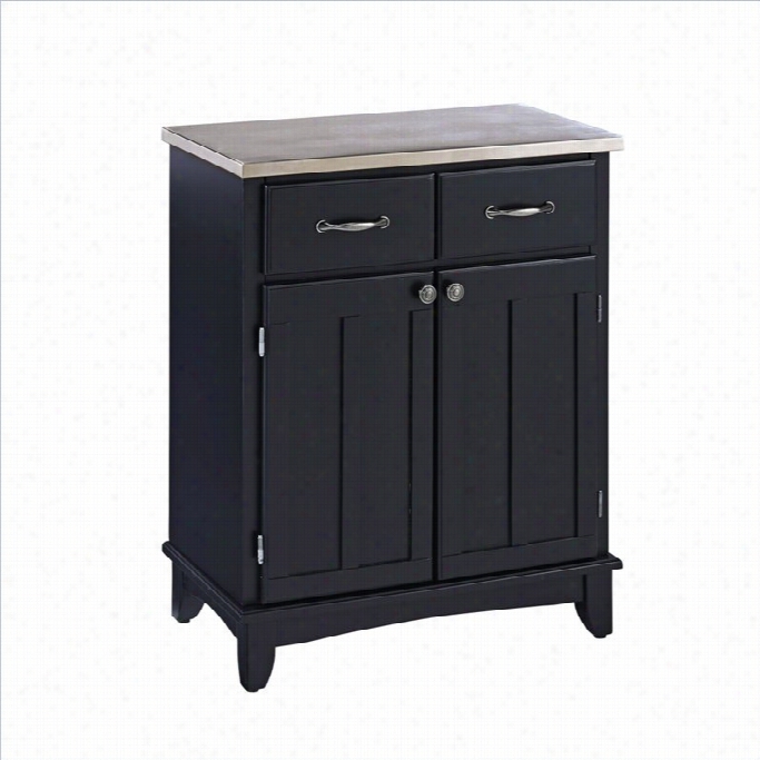 Home Styles Furniture Blackk Wood Buffet With Stainlews Steel Top