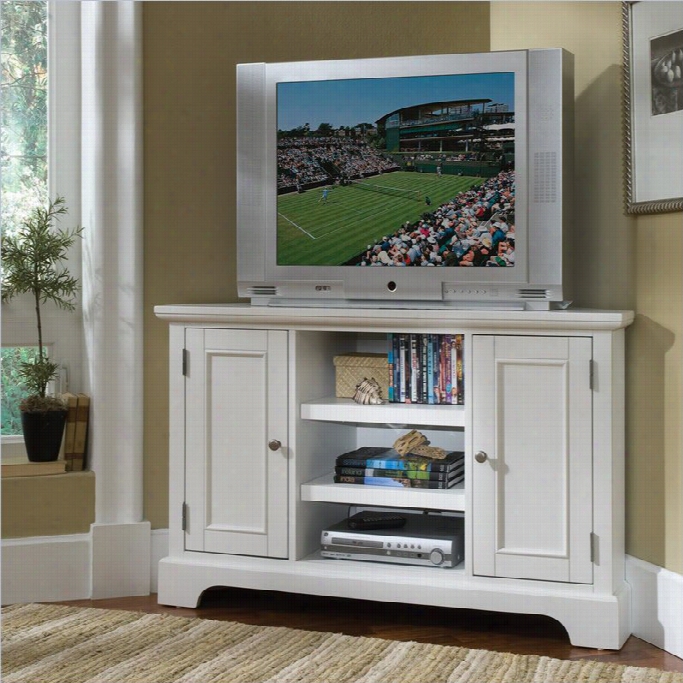 Home Styles Naples 50 Corner Entertainment Credenza In White