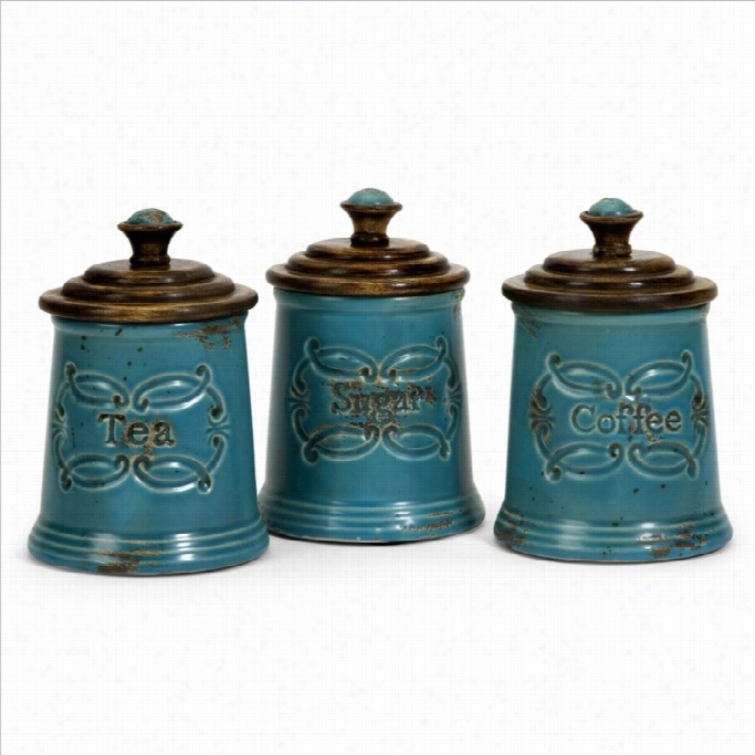 Imax Corporatio Nprovincial Canisters In Teal S(et Of 3)
