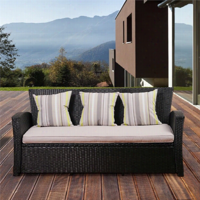 International Home Atlantic Outdoor Sofa With Cushions In Black