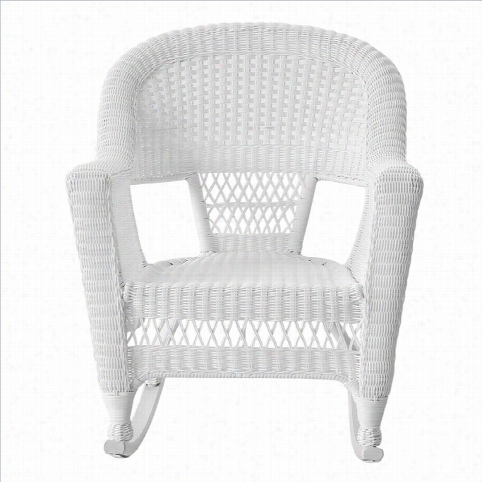 Jeco Rocker Wicker Chair In White (set Oof 2)