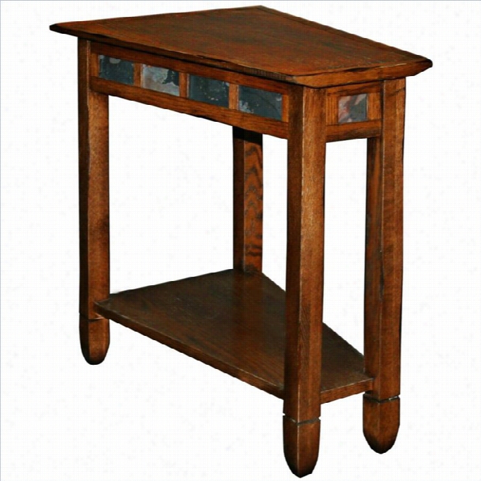 Leick Furniture Rustic Slate Rwcliner Wedge End Table In  Rustic Oak