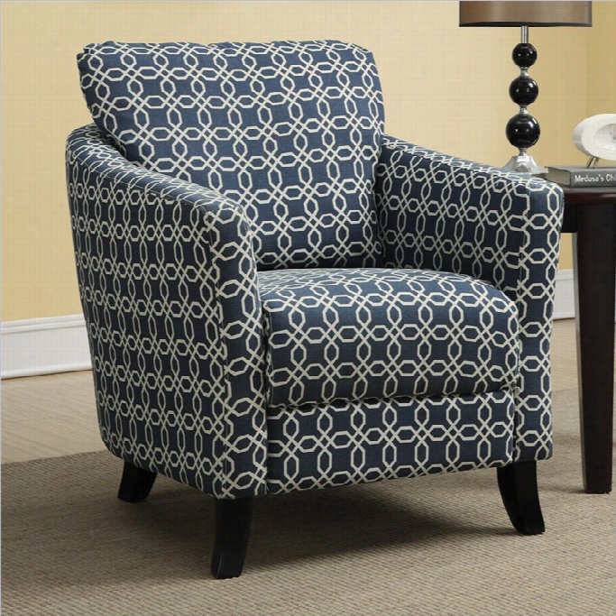 Monarch Curved Back Accent Chair In Dark Blue