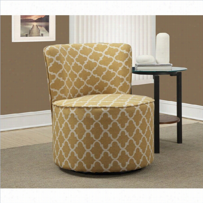 Monarch Laanteern Fabric Accent Chair With Swivel Base In Gold