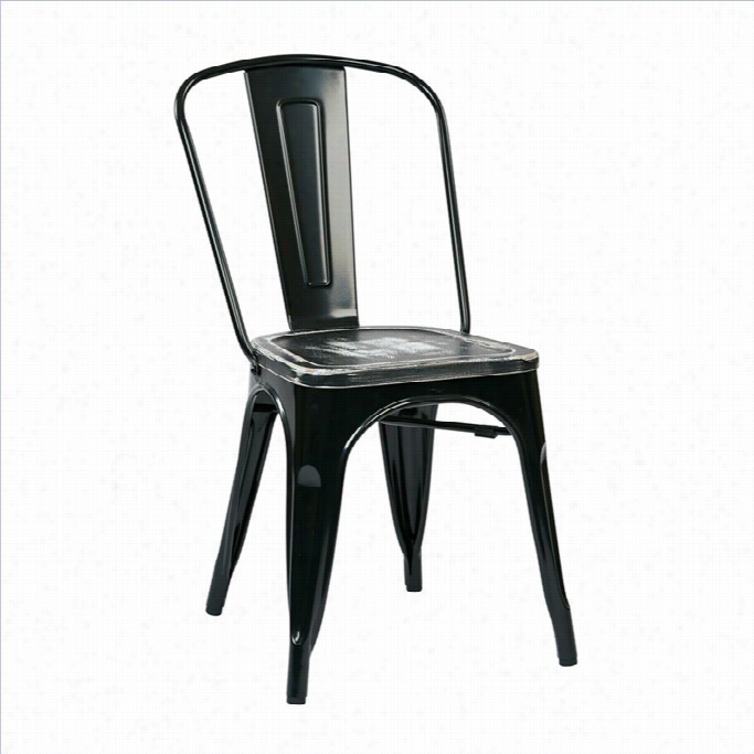 Office Star Bristow Metal Dining Chair In Black And Cameron Ash (set Of 2)