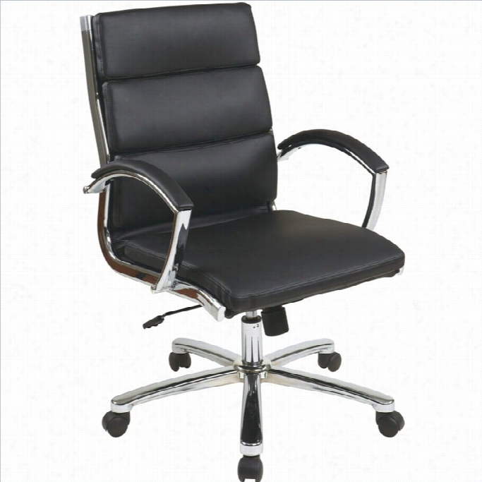 Office Star Deluxe Mid-back Faux Leather Executive Offixe Chair In Black