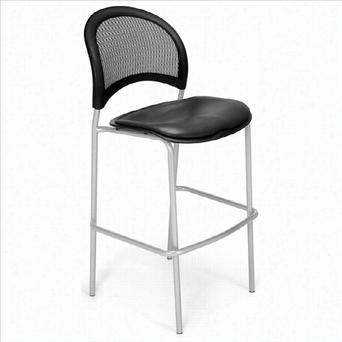 Ofm Moon 30.75 Vinyl Silver Stool In Charcoal
