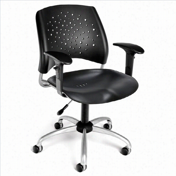 Ofm Star Sw Ivel Plastic Ffice Chair With Arms In Black