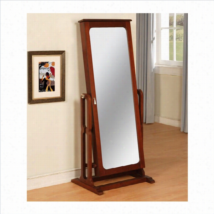 Powel L Furniture Marqusi Cherry Cheval Mirror Jewelry Wardrobe