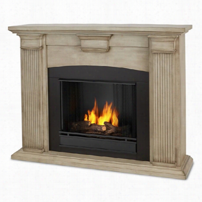 Real Flame Adelaide Indooor Gel Fireplace In Dry Brush White