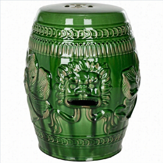 Safavihe Ceramic Chinese Dragon Stool In Green