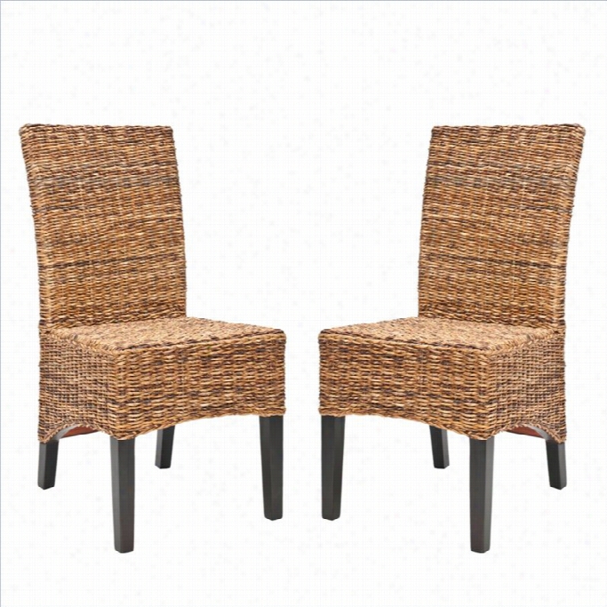 Safavihe Charlotte Wicker Dining Chair In Natural Tan (set Of 2)