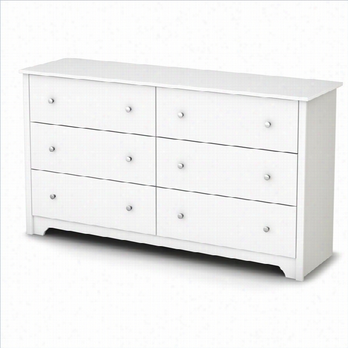 South Shore Breakwat Er 6 Drawer Ddouble Dresser In Phre White Finish