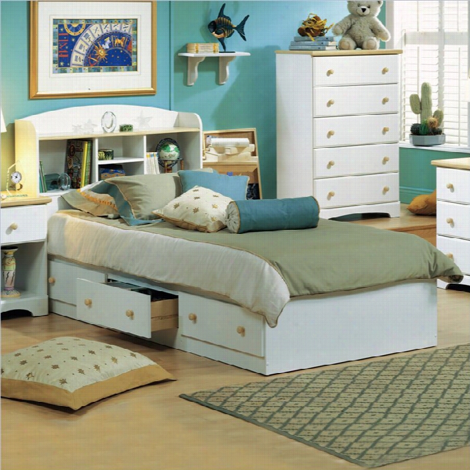 South Shore Newbuyr Kids Twin Bookcase Storage Bed Set In Hite F1nish