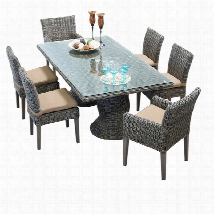 Tkc Cape Cod 7 Piece Wicker Patio Dining Set In Wheat