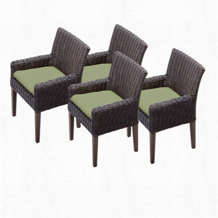 Tkc Venice Wicker Patio Arm Dining Chairs In Cilantro (set Of 4)