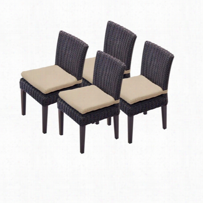 Tkc  Vennice Wicker Patio Dinign Chairs In Wheat (set Of 4)