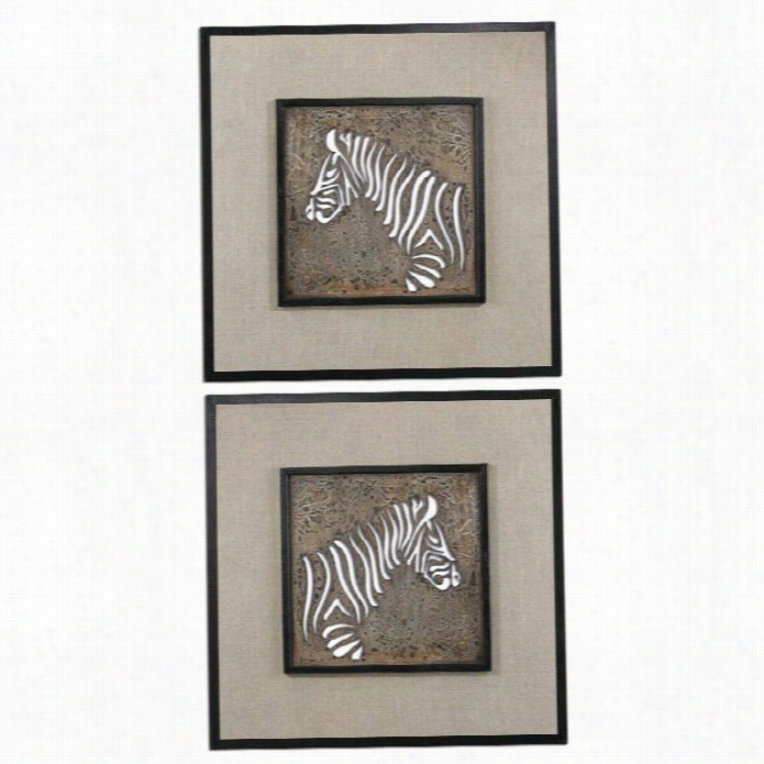 Uttermost Zebra Squares Wall Art (set Of 2)