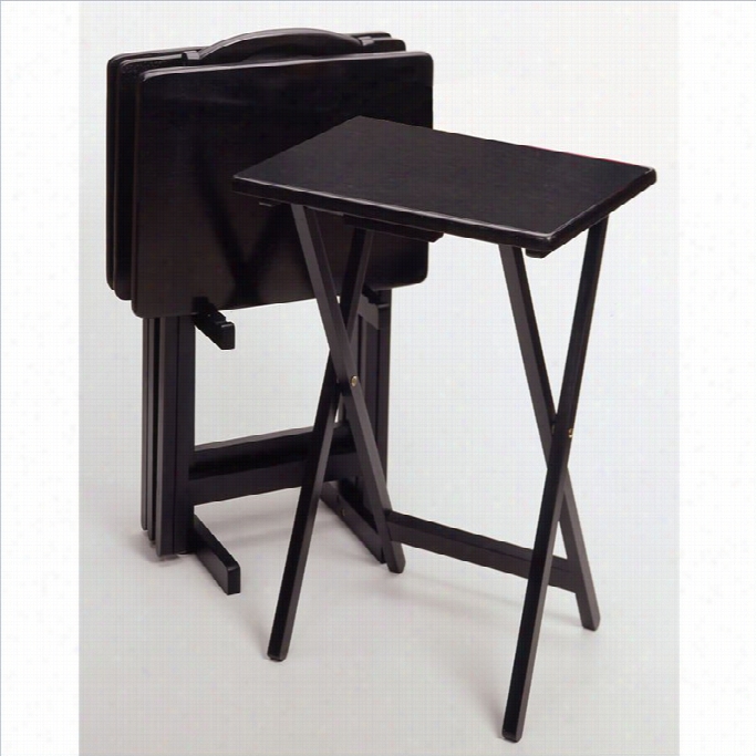 Winsome Black Beec Hwood 5 Piecet V Table With Stand
