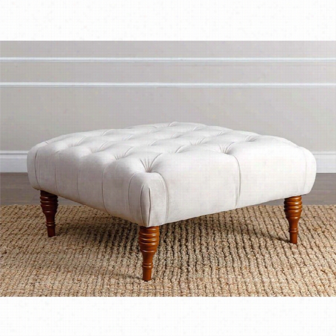 Abbyson Living Leighton Velvet Tufted Ottoman I N Ivory