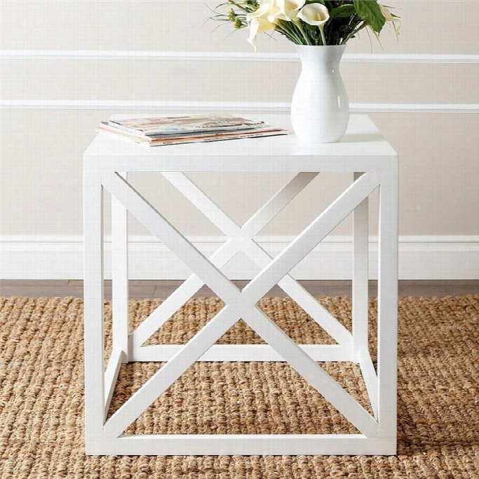 Abbyson Benefice Wilshire X Shaped Wood End Table In Antiqued White