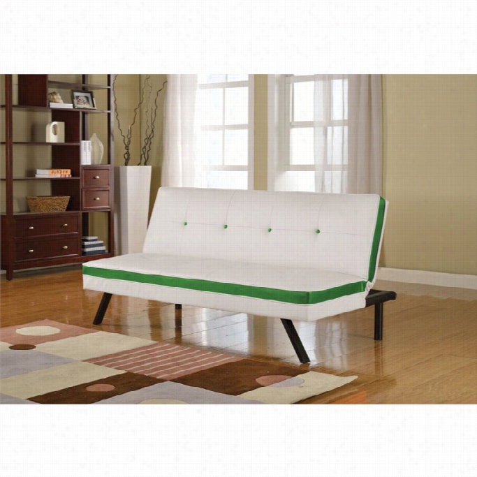 Acme Furniturep Enly Faux Leather Convetrible Sofa In White And Greeen