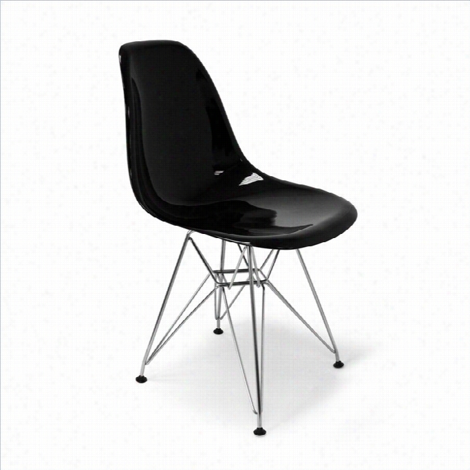 Aeon Furnitture Chantal Dining Chair In Gloss Black And Stainless Steel