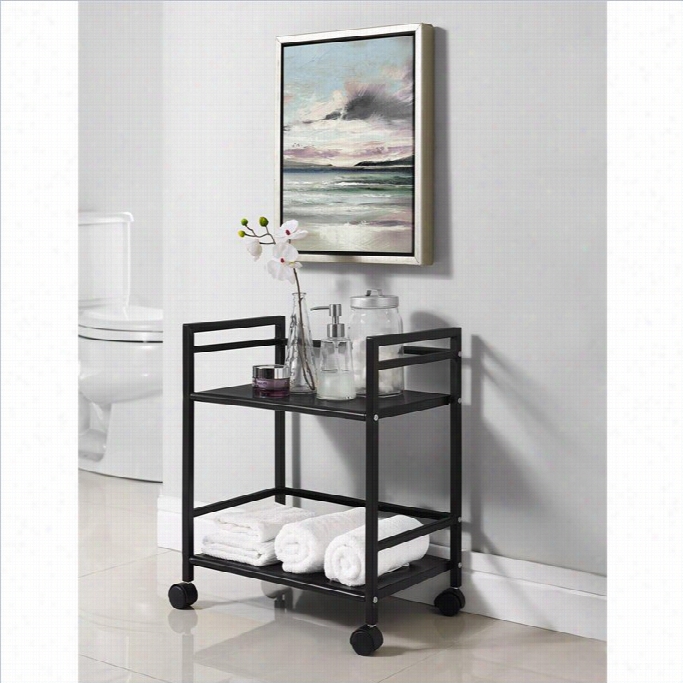 Altr A Equipage Marshall 2 Shelf Metal Rolling Utility Cart In Black