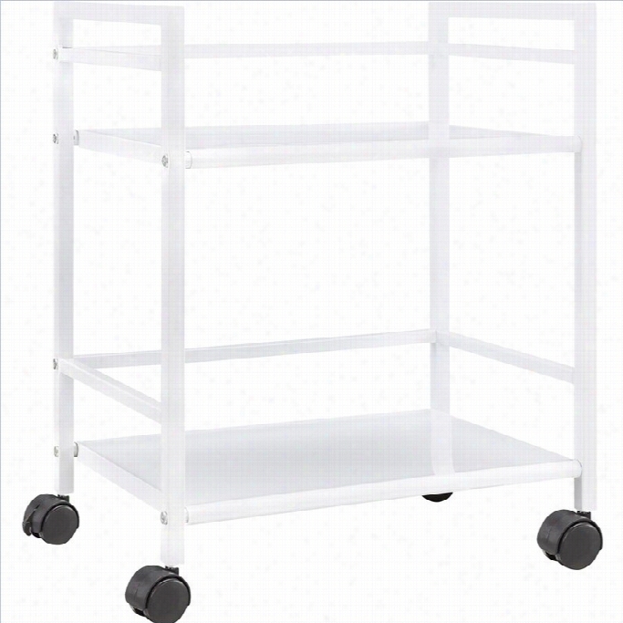 Altra Furniture Marshall 2 Shelf Meta1 Rolling Tility Cart In White