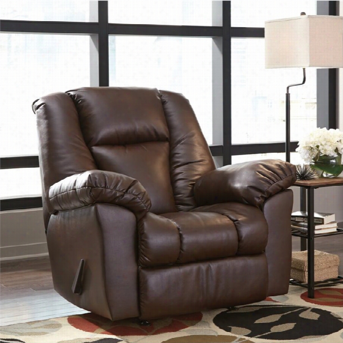 Ashlley  Knoxtton Faux Leather Rocker Recliner In Chocolate