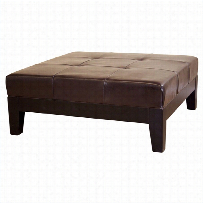 Baxton Studio Square Leather Cocktail Ottoman I N Dark Brow N