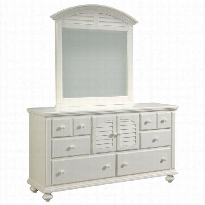 Broyhill Seabrooke Door Dresser And Mirror In Craemy White