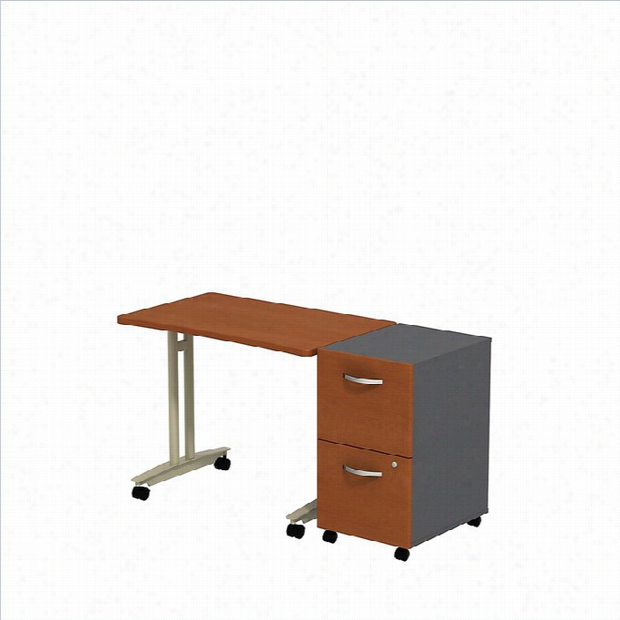 Bush Bbf Series C Adjustable Table With Pedestal In Aubun Maple