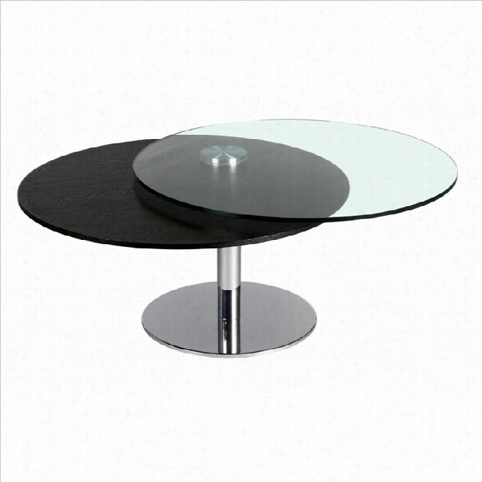 Chintaly Glass And Wood Motion Top Cockttail Table In Ash And Chrome