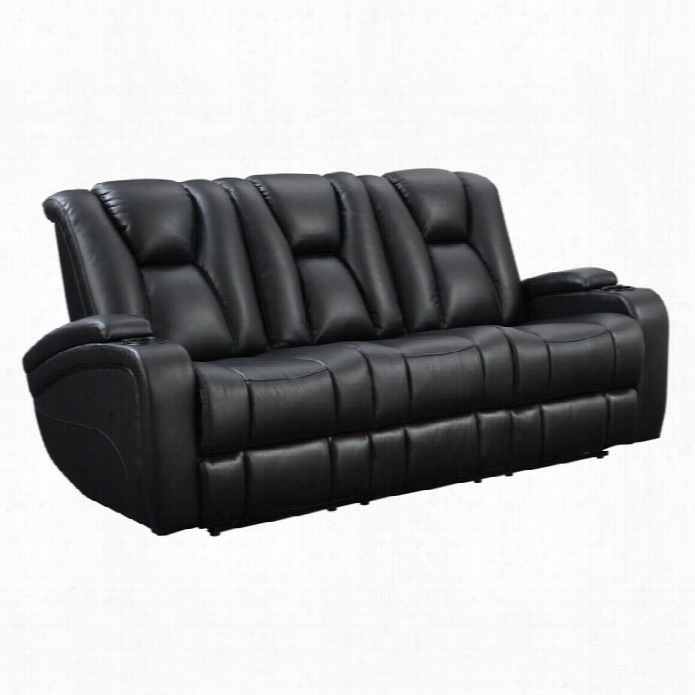 Coaster  Dealnge Faux Leather Power Reclining Sofa In Black