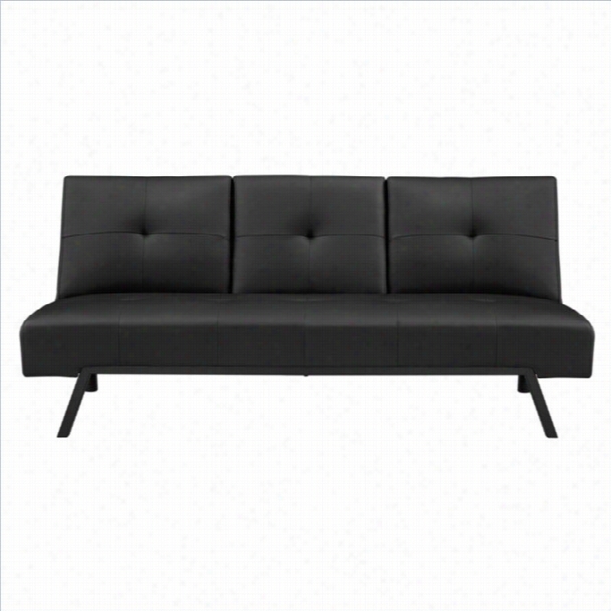 Dhp Wnyn Faux Leather Convertible Sofa In Black With Cupholders